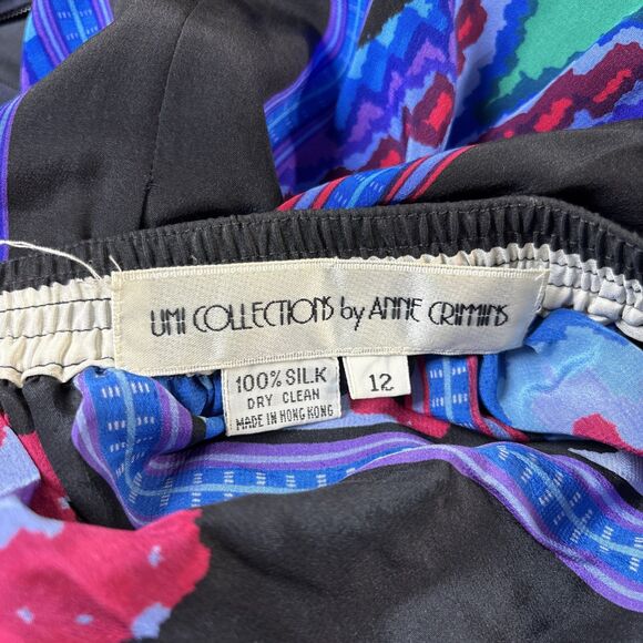 Vintage Anne Crimmins For Umi Collections Silk Aztec Abstract Print Skirt Sz 12 - Picture 6 of 6